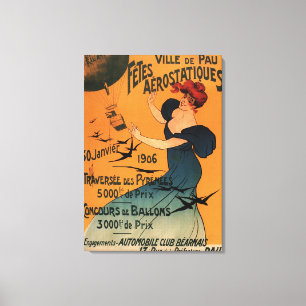 Rothaarige Frau erwartet Balloons Birds Poster Leinwanddruck