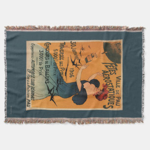 Rothaarige Frau erwartet Luftballons Vögel Poster Decke