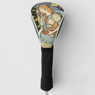 Rothaarige Frau pflückt Blumen Art Nouveau Golf Headcover