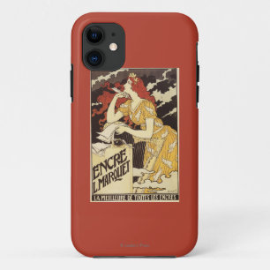 Rothaarige Frau u. Harfe L. Marquet Ink iPhone 11 Hülle