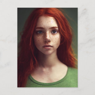 Rothaarige Freckle Faced Girl Postcard Postkarte