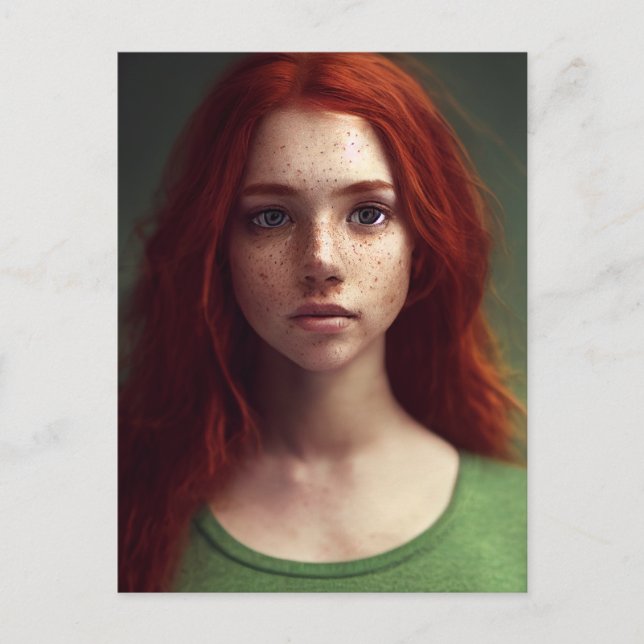 Rothaarige Freckle Faced Girl Postcard Postkarte (Vorderseite)