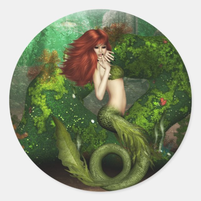 Rothaarige Mermaid Stickers (Vorderseite)