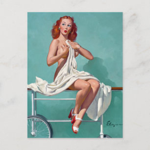 Rothaarige Patientin Pin Up Postkarte