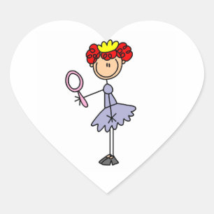 Rothaarige Prinzessin Herz-Aufkleber