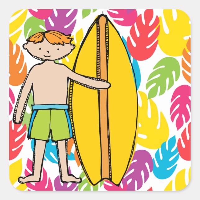 Rothaarige Surfer Boy Stickers (Vorderseite)
