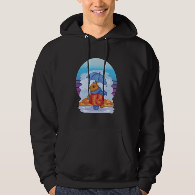 Rothahn Blauer Schal Blauer Schirm Herbst Hoodie (Vorderseite)