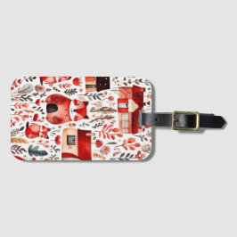 Rothäuser und Häuser niedliche Papierblätter Gepäckanhänger