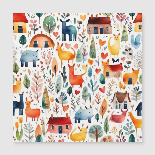 Rothäuser und Häuser niedliche Papierblätter Magneteinladung (Vorderseite)