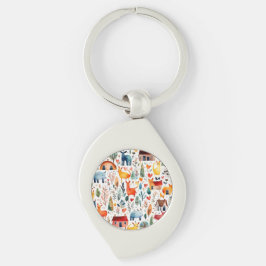 Rothäuser und Häuser niedliche Papierblätter Schlüsselanhänger