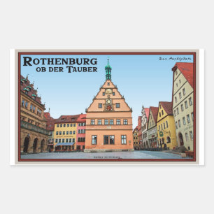 Rothenburg an der Tauber - der Marktplatz Rechteckiger Aufkleber