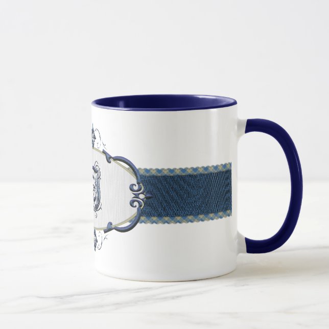 Rothenburg Blue Monogram Letter I Tasse (Rechts)
