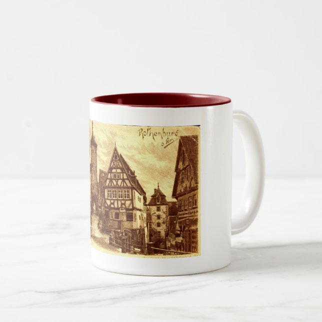 Rothenburg Deutschland 1907 Vintag Zweifarbige Tasse (VorderseiteRechts)