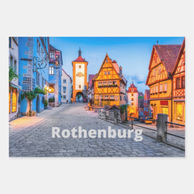Rothenburg, Deutschland Street City View Geschenkpapier Set (Vorderseite)