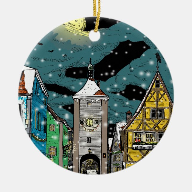 Rothenburg ob der Tauber Deutschland zu Weihnachte Keramik Ornament (Vorne)