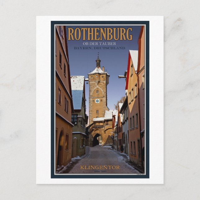 Rothenburg od Tauber - Klingentor - Winter Postkarte (Vorderseite)