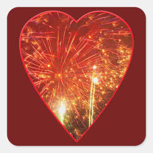 Rotherz-Feuerwerk Quadratischer Aufkleber