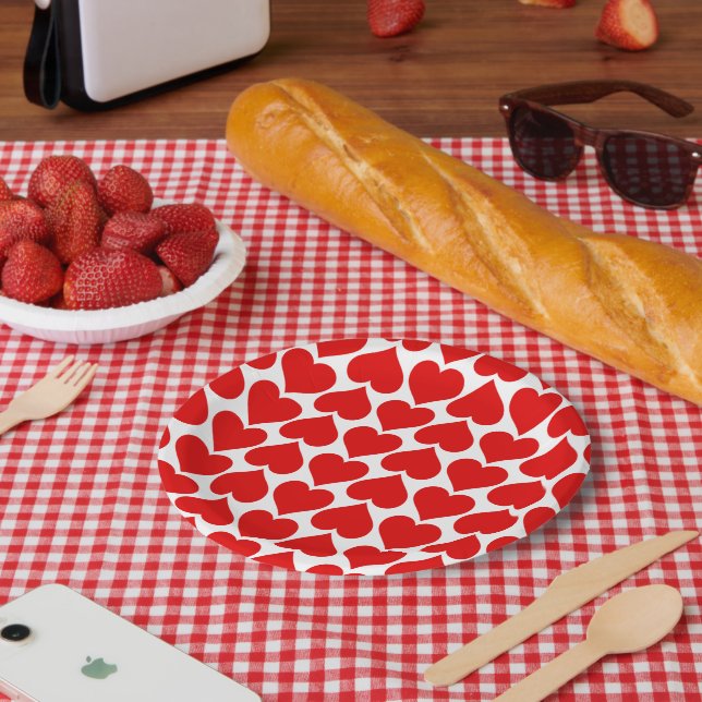Rotherz Muster, Romantik, Liebe Pappteller (Picknick)