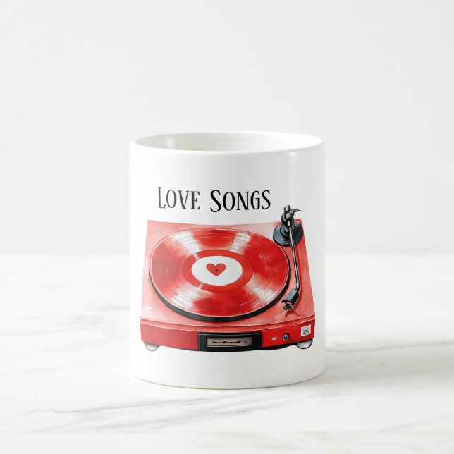 Rotherz-Schallplatten-Liebeslieder Kaffeetasse (Mittel)