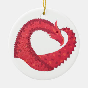 Rotherzdrache Keramik Ornament