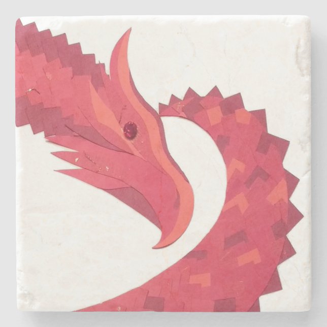Rotherzdrache Steinuntersetzer (Vorderseite)