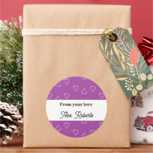 Rotherzenmuster auf lila runder aufkleber