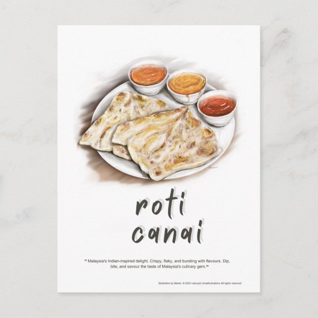Roti Canai Malaysia Holiday Postcard Feiertagspostkarte (Vorderseite)