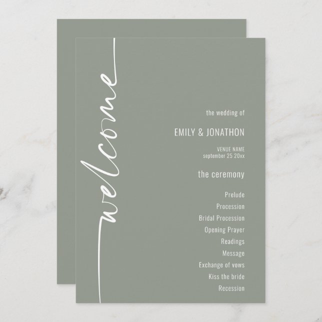 Rotkalligrafisches Heiratsprogramm Einladung (Vorne/Hinten)