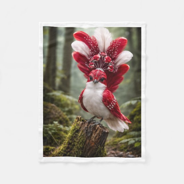 Rotkamm exotische Vogeldecke Fleecedecke (Vorderseite)