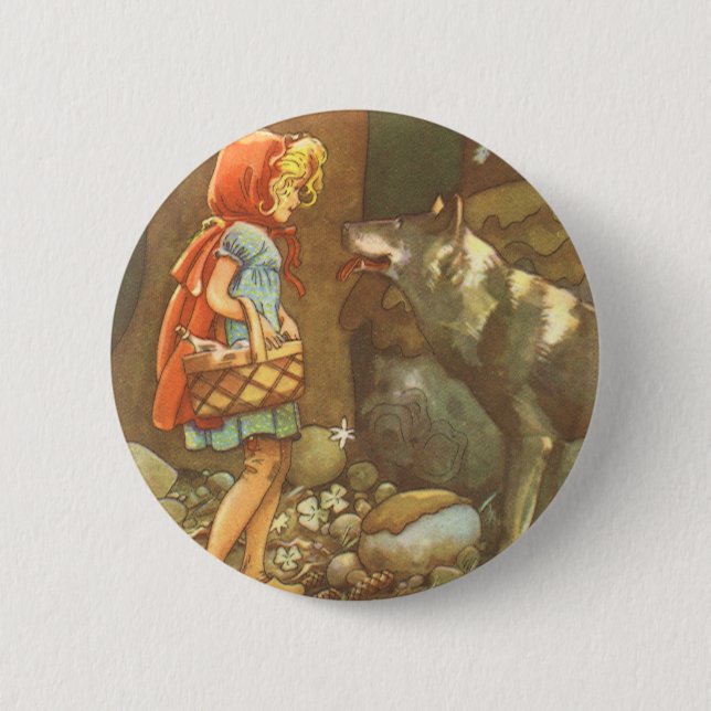 Rotkäppchen, altes Märchen Button (Vorderseite)