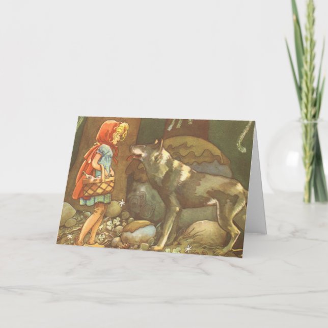 Rotkäppchen, altes Märchen Karte (Vorderseite)