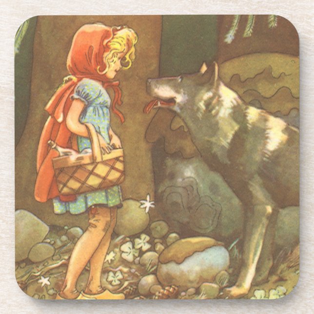 Rotkäppchen, altes Märchen Untersetzer (Vorderseite)