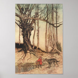 Rotkäppchen begegnet den Wolf, Arthur Rackham Poster