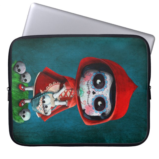 Rotkäppchen Dia de Los Muertos Little Laptopschutzhülle (Vorderseite)