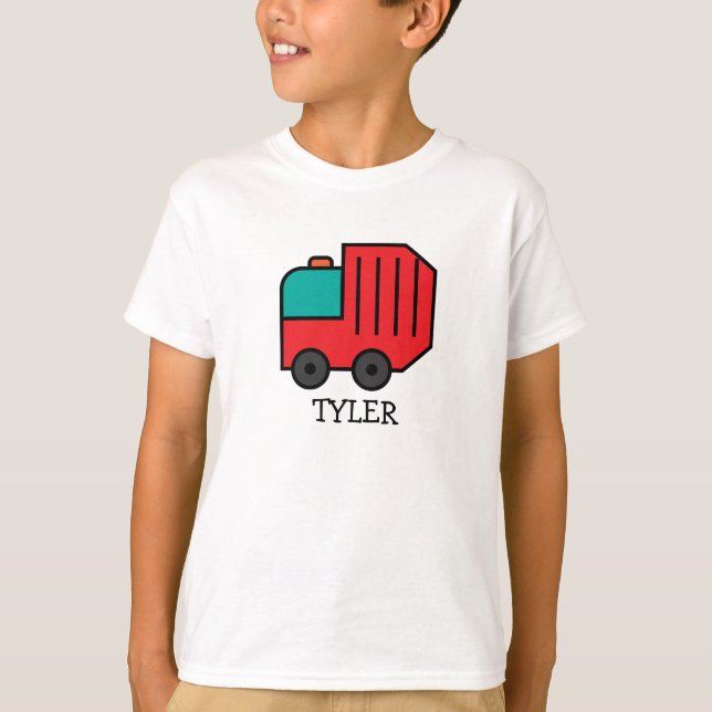 Rotkäppchen/Gerecycelt LKW mit Kindername T-Shirt (Vorderseite)