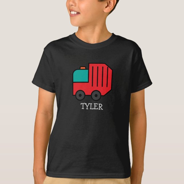 Rotkäppchen/Gerecycelt LKW mit Kindername T-Shirt (Vorderseite)