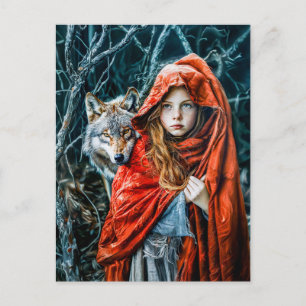 Rotkäppchen mit dem Wolf Postkarte