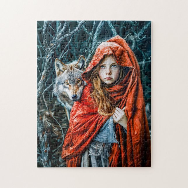 Rotkäppchen mit dem Wolf Puzzle (Vertikal)