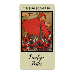 Rotkäppchen mit Mohn und Wolf Exlibris