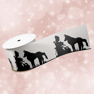 Rotkäppchen mit Wolf Blumen Schwarz Weiß Satinband