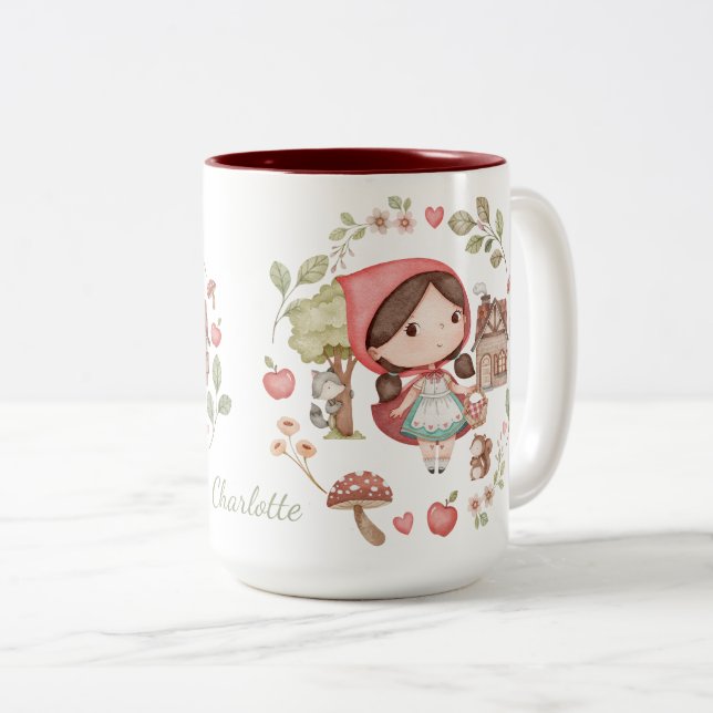 Rotkäppchen Niedlich Whimsical Zweifarbige Tasse (VorderseiteRechts)