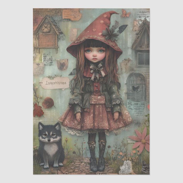 Rotkäppchen-Themen-Decoupage Seidenpapier (Vorderseite)