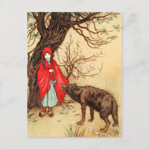 Rotkäppchen und der böse Wolf Postkarte