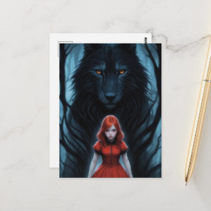 Rotkäppchen und der Wolf Postkarte