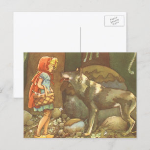 Rotkäppchen, Vintage Märchen Postkarte