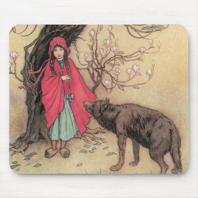 Rotkäppchen von Warwick Goble in Vintage-Optik Mousepad (Vorne)