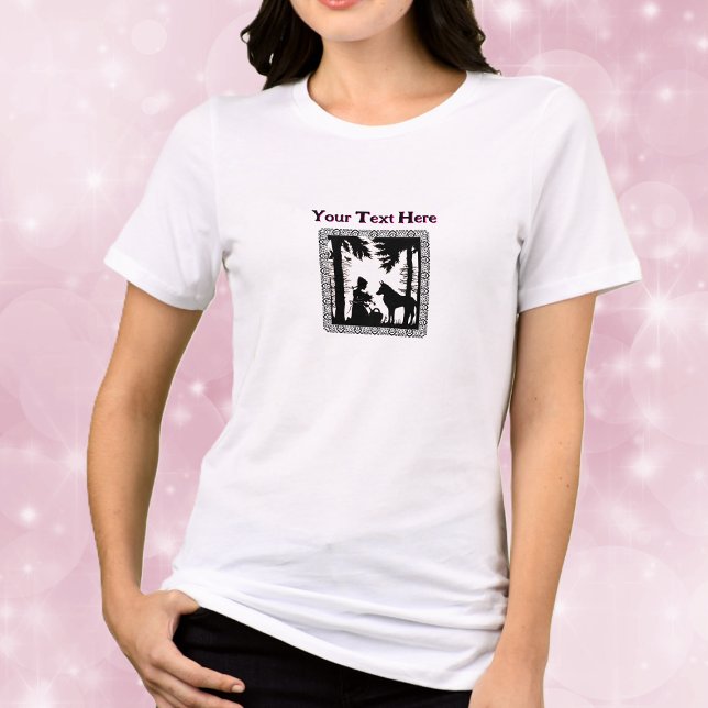 Rotkäppchen-Wald-Wolf-Fancy-Rahmen Schwarz-Weiß Tri-Blend Shirt (Little red riding hood in woods wolf on black and white fairy tale image in fancy frame on tee shirt)