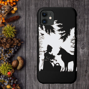 Rotkäppchen Wolf im Wald in schwarzer Silhouette Case-Mate iPhone Hülle