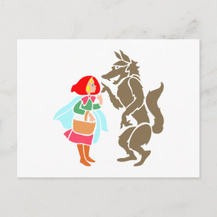 Rotkäppchen Wolf kleine rote Reithaube Postkarte