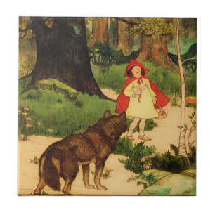 Rotkäppchen Wolf Vintage Repro Fliese